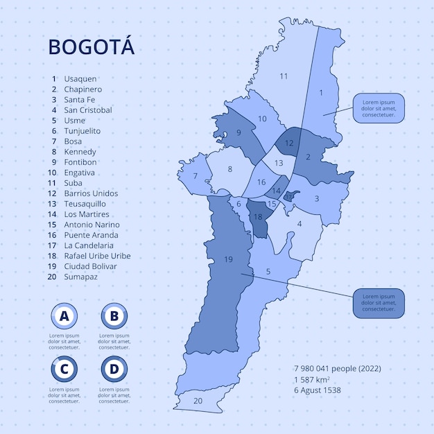 Hand drawn bogota map illustration