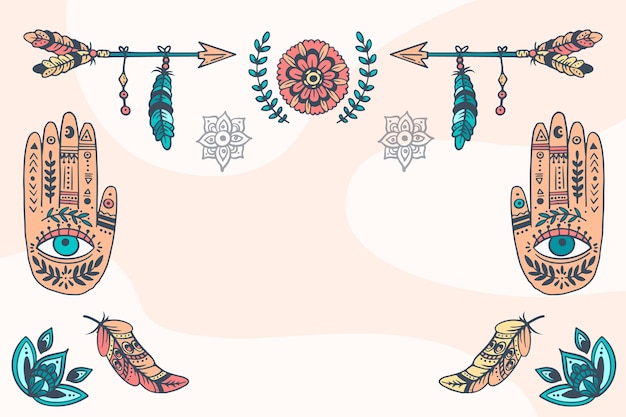 Free Vector hand drawn boho background