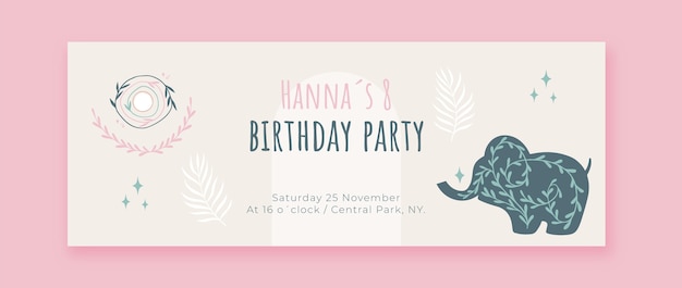 Hand drawn boho birthday facebook cover template