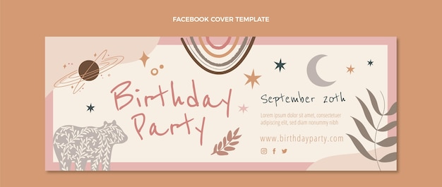 Hand drawn boho birthday facebook cover