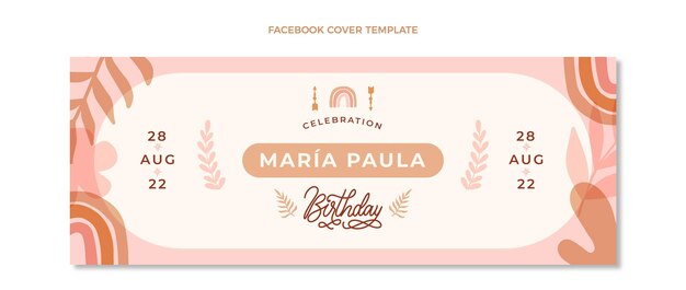 Hand drawn boho birthday facebook cover