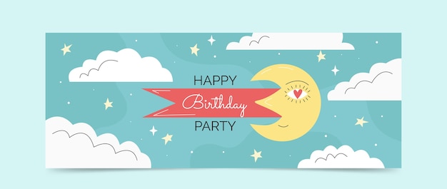 Hand drawn boho birthday facebook cover