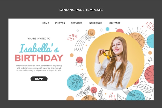 Hand drawn boho birthday landing page