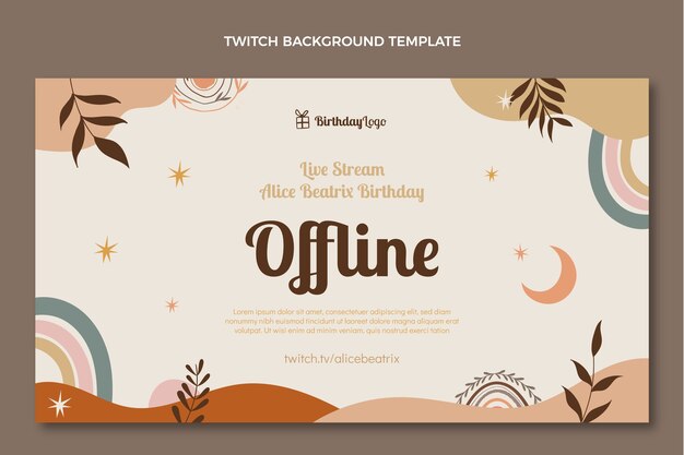 Hand drawn boho birthday  twitch background