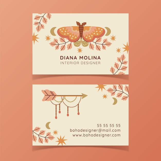 Hand drawn boho business card