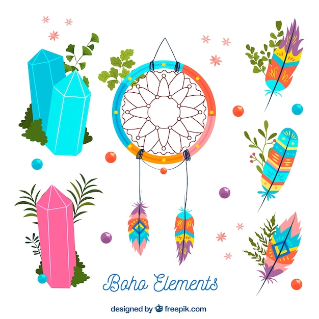 Free Vector hand drawn boho element collection