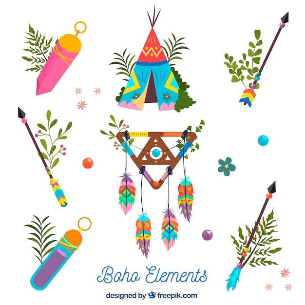 Free vector hand drawn boho element collection