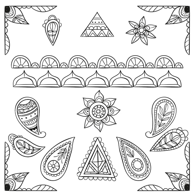 Free vector hand drawn boho elements collection