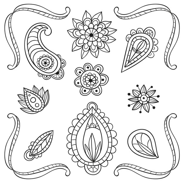 Hand drawn boho elements collection