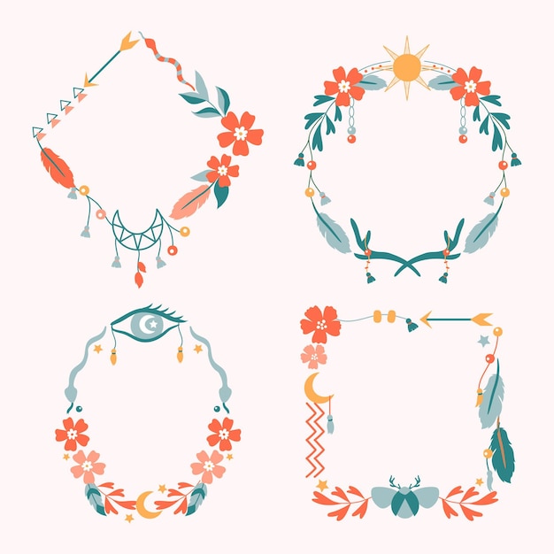 Hand drawn boho frame collection