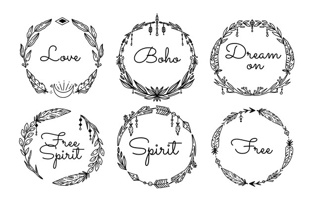 Hand drawn boho frame collection