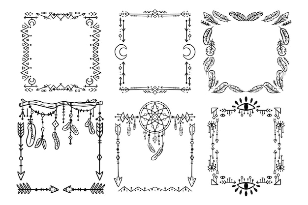 Hand drawn boho frame collection