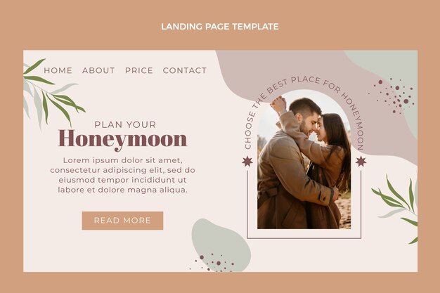 Hand drawn boho honeymoon landing page