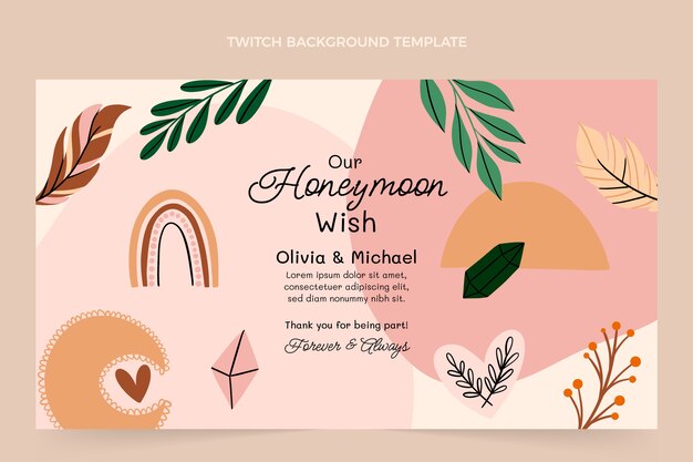 Hand drawn boho honeymoon twitch background