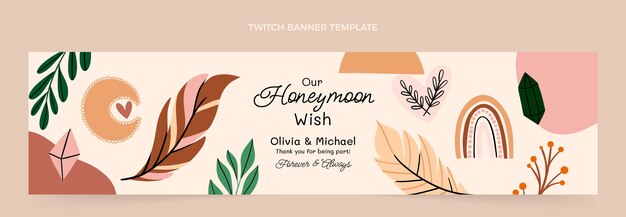 Hand drawn boho honeymoon twitch banner