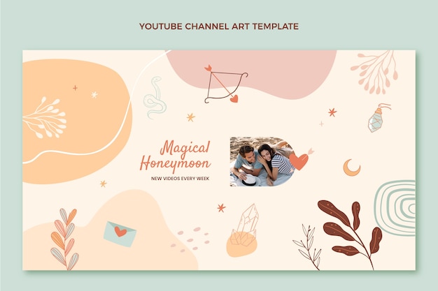 Hand drawn boho honeymoon youtube channel art