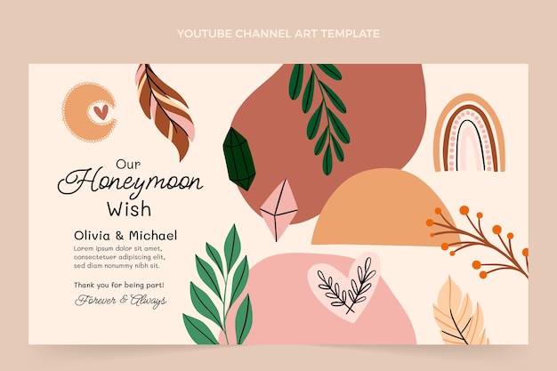 Free Vector hand drawn boho honeymoon youtube channel art