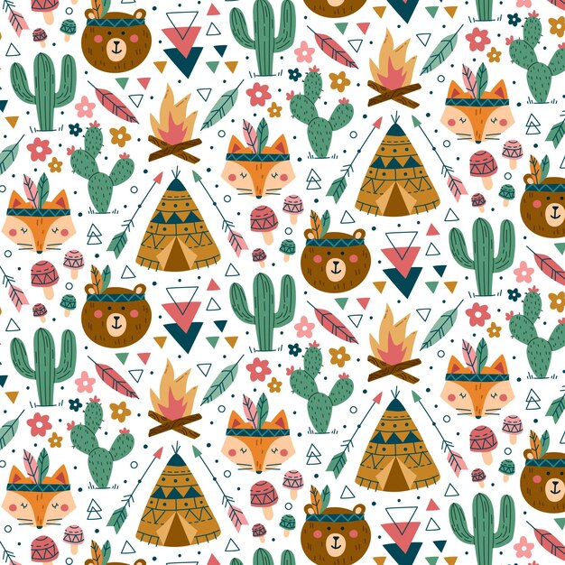 Hand drawn boho pattern design