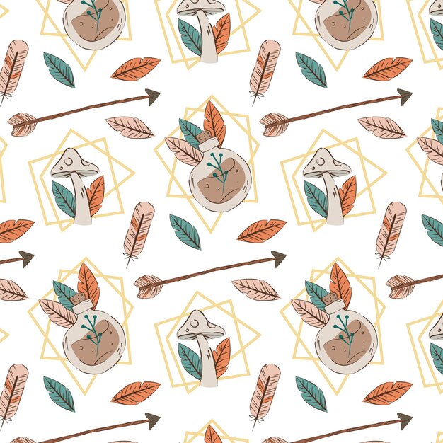 Hand drawn boho pattern design