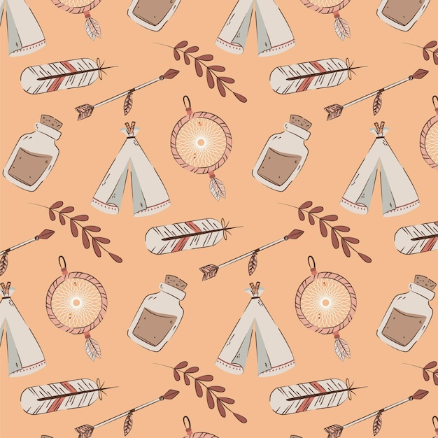 Hand drawn boho pattern design