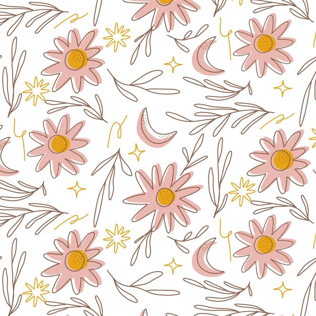 Hand drawn boho pattern design