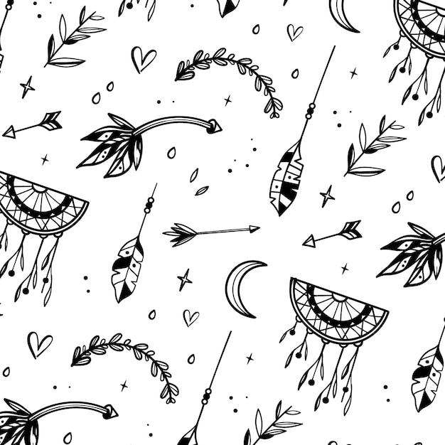 Hand drawn boho pattern design