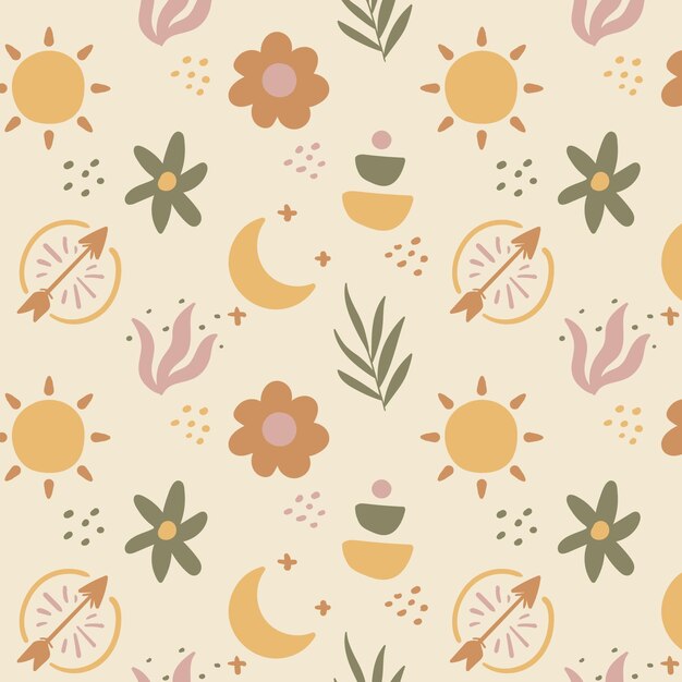 Hand drawn boho pattern design