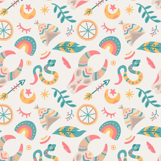 Hand drawn boho pattern design