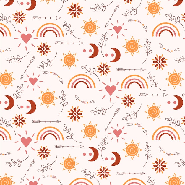 Hand drawn boho pattern design