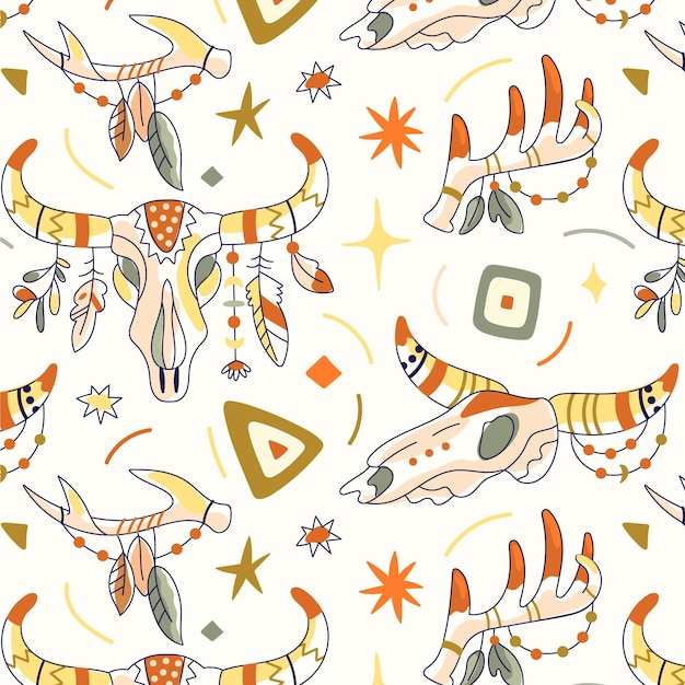 Hand drawn boho pattern design