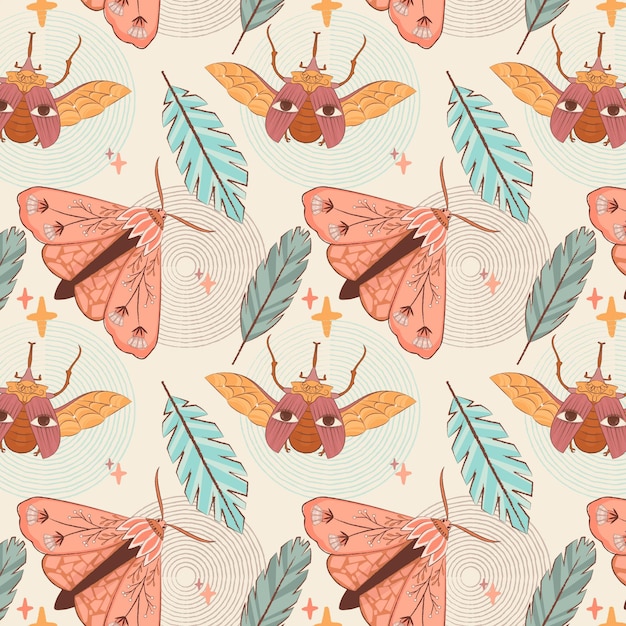 Free vector hand drawn boho pattern