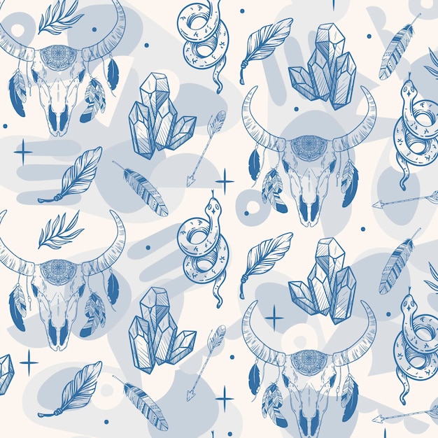 Free Vector hand drawn boho style pattern