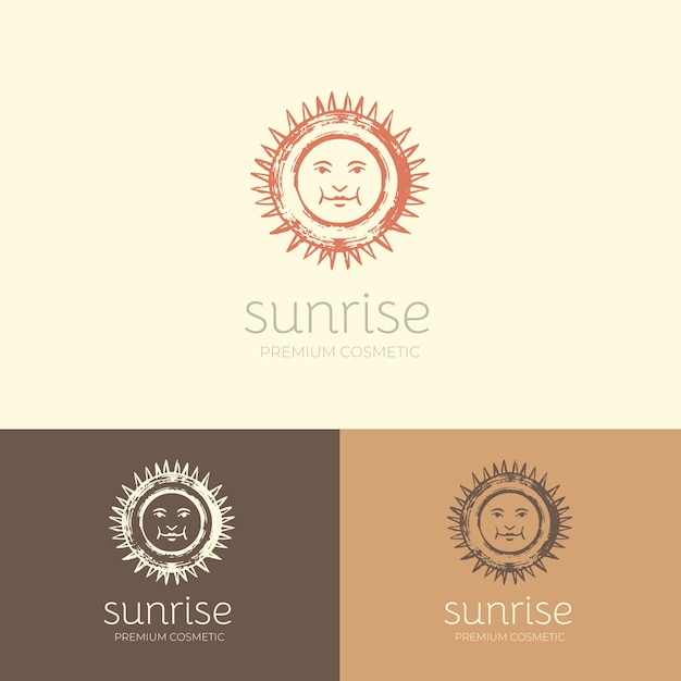 Free vector hand drawn boho sun logo tempalte