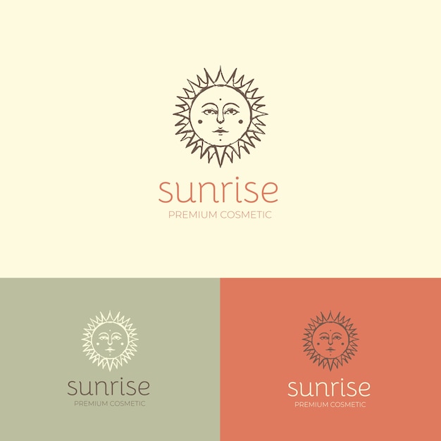 Free Vector hand drawn boho sun logo tempalte