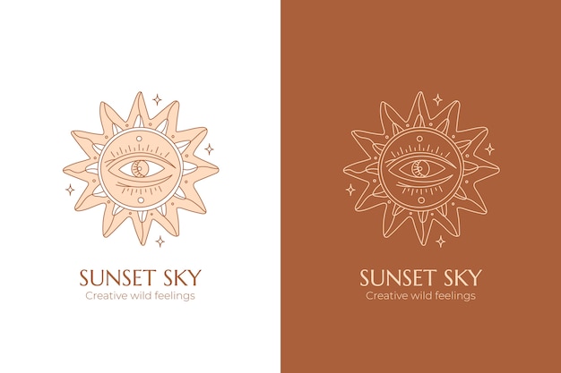 Free vector hand drawn boho sun logo