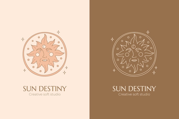 Free vector hand drawn boho sun logo