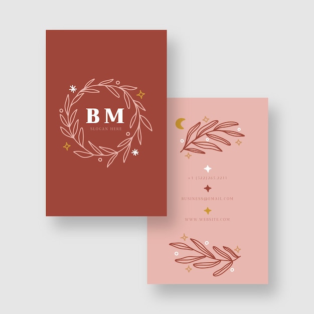 Free Vector hand drawn boho vertical business card template