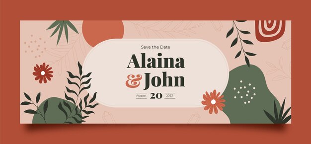 Hand drawn boho wedding facebook cover