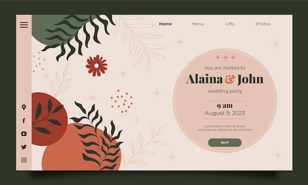 Free Vector hand drawn boho wedding landing page