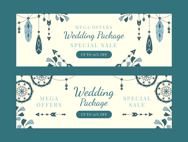 Free Vector hand drawn boho wedding template design