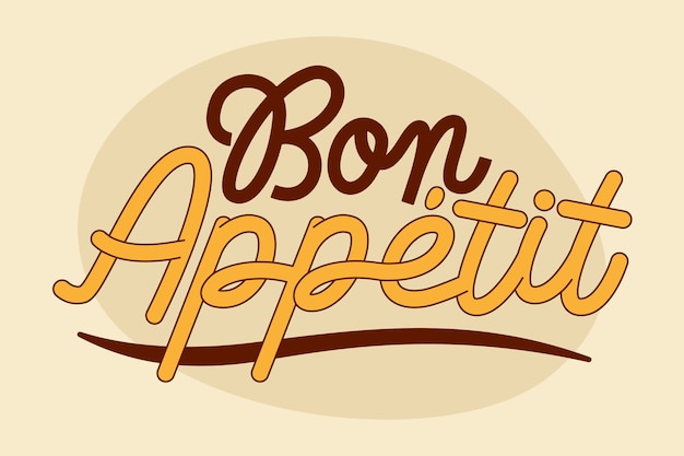 Hand drawn bon appétit lettering