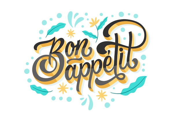 Free Vector hand drawn bon appetit lettering