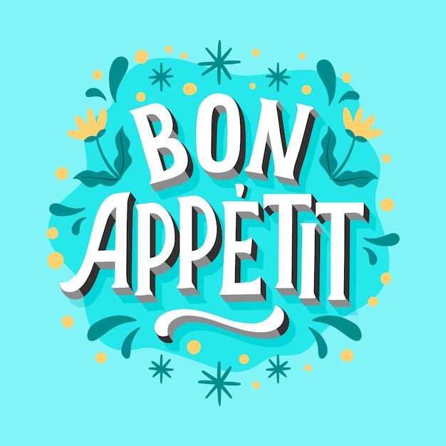 Hand drawn bon appetit lettering