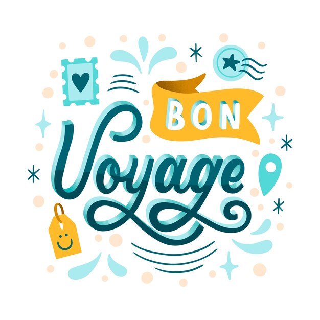 Hand drawn bon voyage lettering