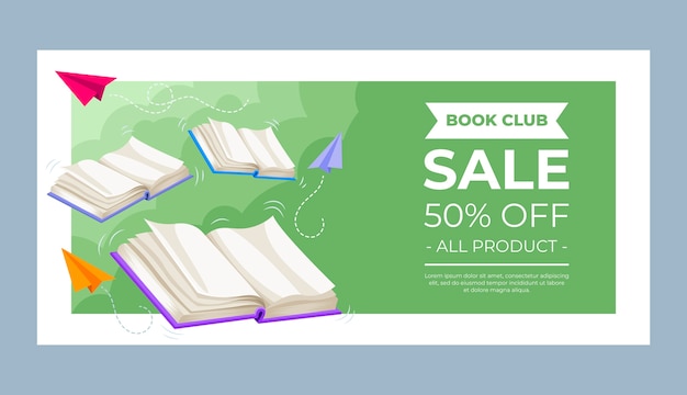 Free vector hand drawn book club sale banner