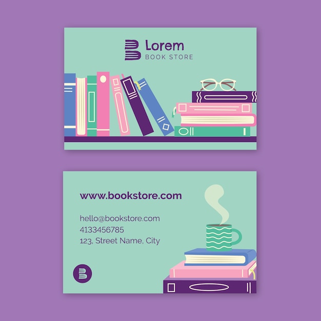 Hand drawn book shop business card