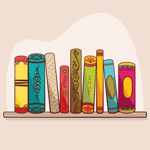 Hand drawn book spine illustration