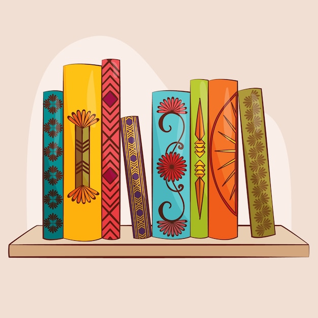 Hand drawn book spine illustration