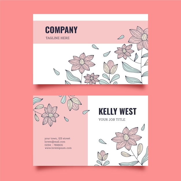 Hand drawn botanical business cards template