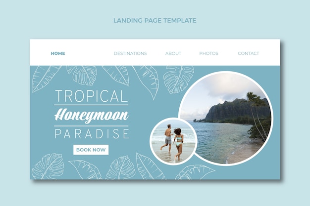 Hand drawn botanical honeymoon landing page